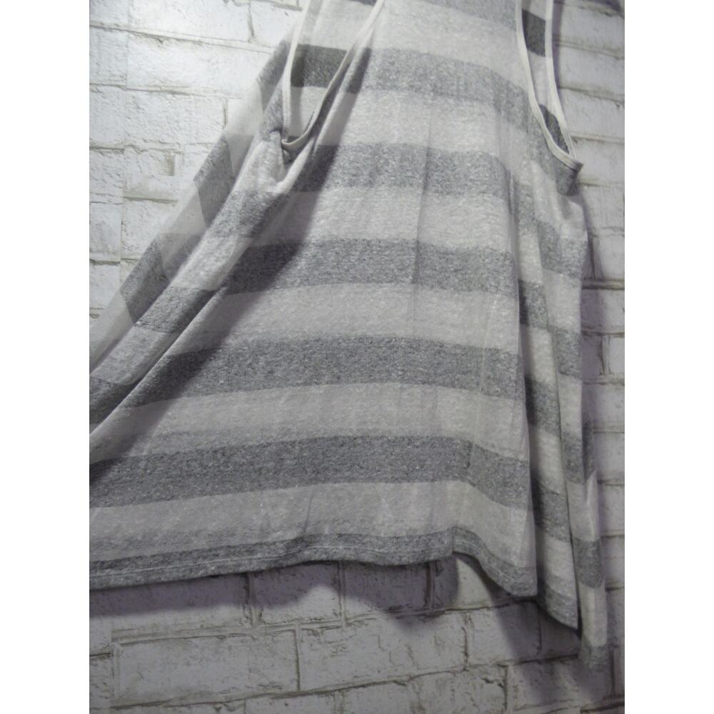 Eileen Fisher Organic Linen Gray White Striped Tank Top Large NEW - Picture 9 of 10